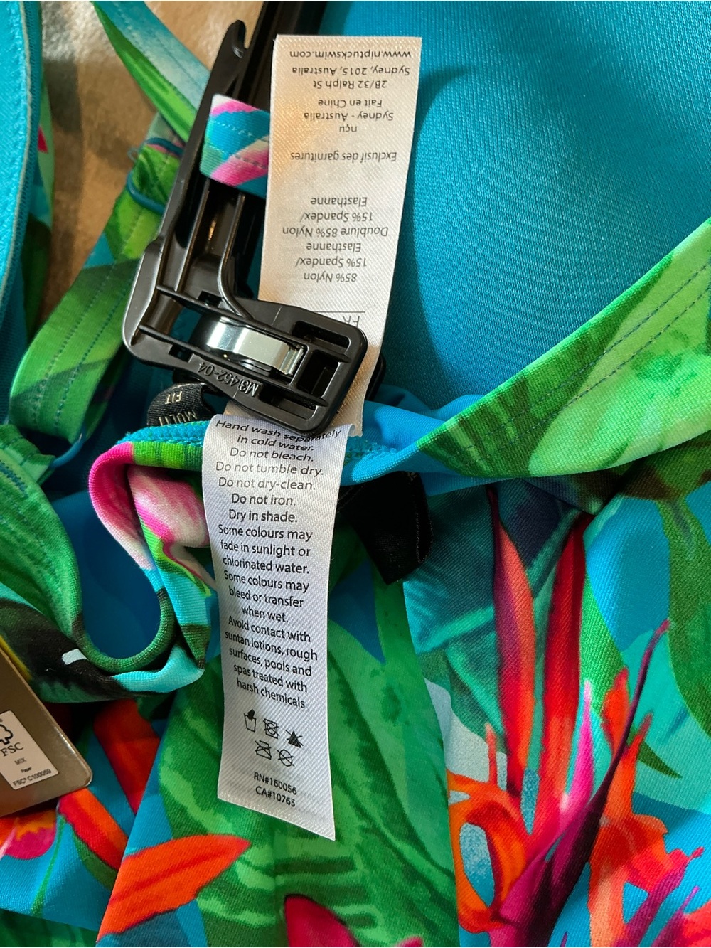 Nip Tuck 2pc Tropical V-Neck Tankini Swimsuit Set in Blue-Green Floral - Picture 11 of 13